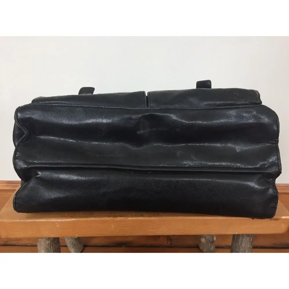 Kenneth Cole New York Black Leather Laptop Computer Messenger Doctors Case Bag
